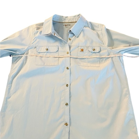 CARHARRT FORCE WOMEN’S BLUE LONG SLEEVES VENTED BUTTON DOWN SHIRT SIZE 16-18 - Picture 8 of 11